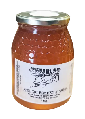 Bote de 1kg de miel de romero y salvia